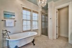 Claw foot tub and walk in shower in the second floor master